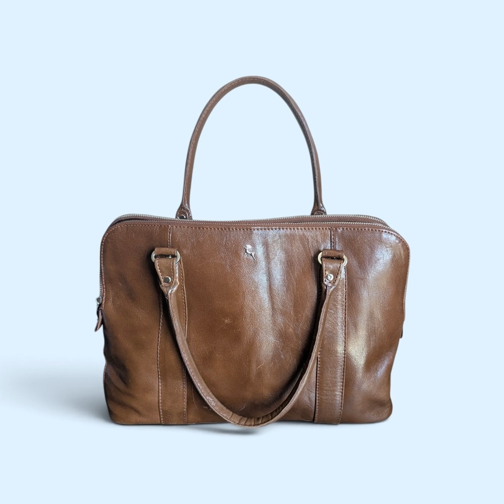 Ashwood Brown Genuine Leather Multi Compartment Shoulder Laptop/ Tote Bag